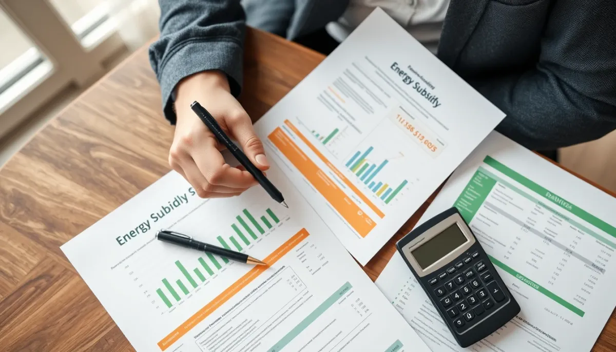 Propriétaire examinant des documents sur les aides financières pour une pompe à chaleur