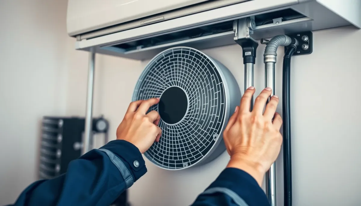 Technicien installant une pompe à chaleur