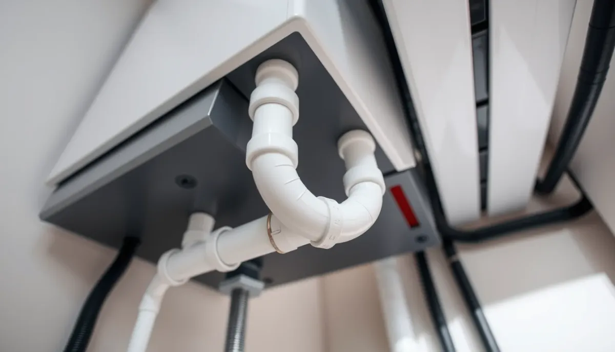 Détail de l'évacuation des condensats d'une chaudière gaz à condensation
