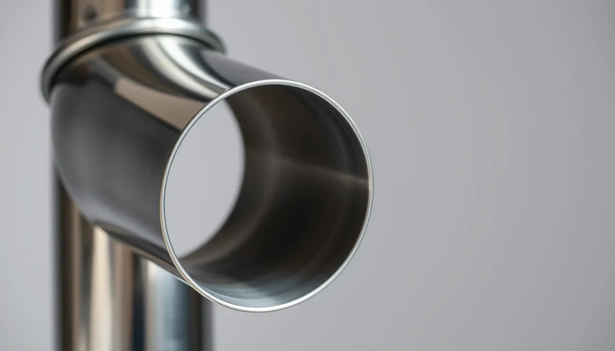 Gros plan sur un conduit de fumée en inox double paroi pour poêle à granulés