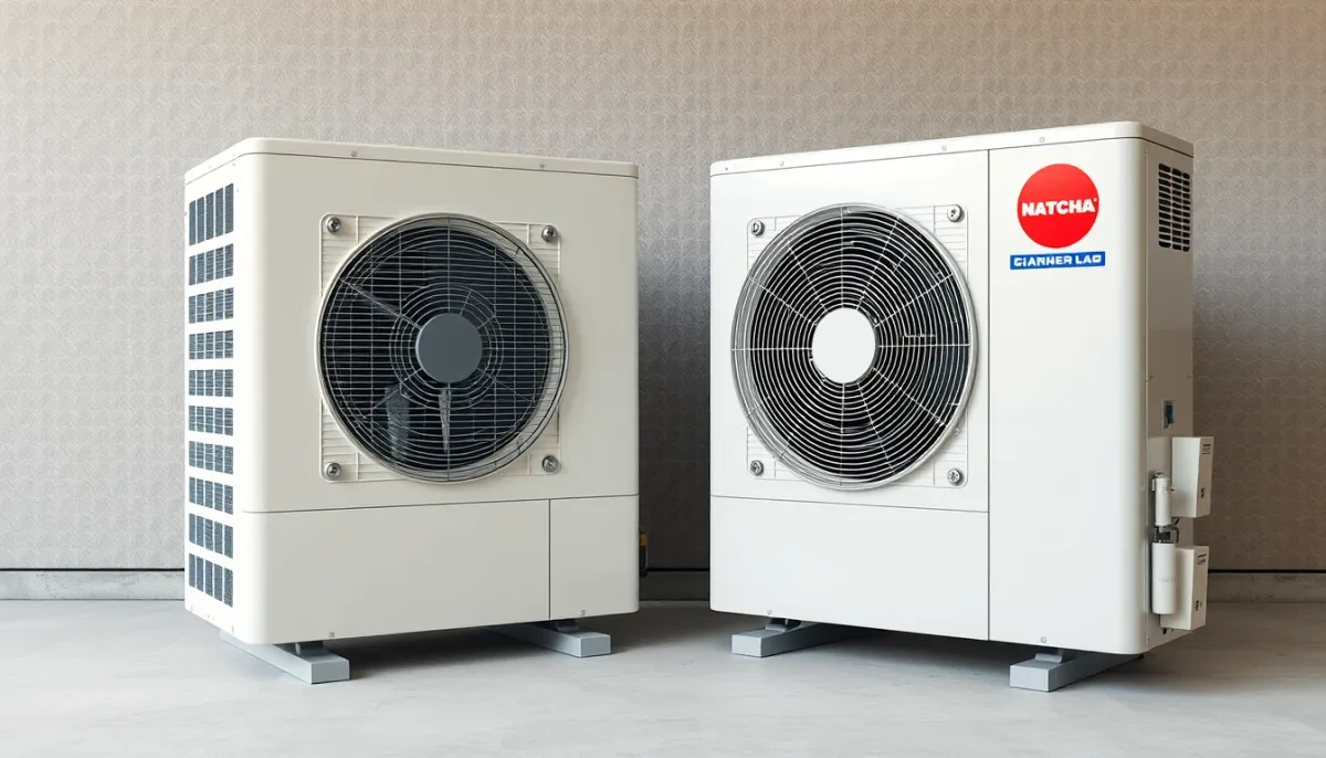 Comparaison de deux unités extérieures de pompes à chaleur de marques différentes