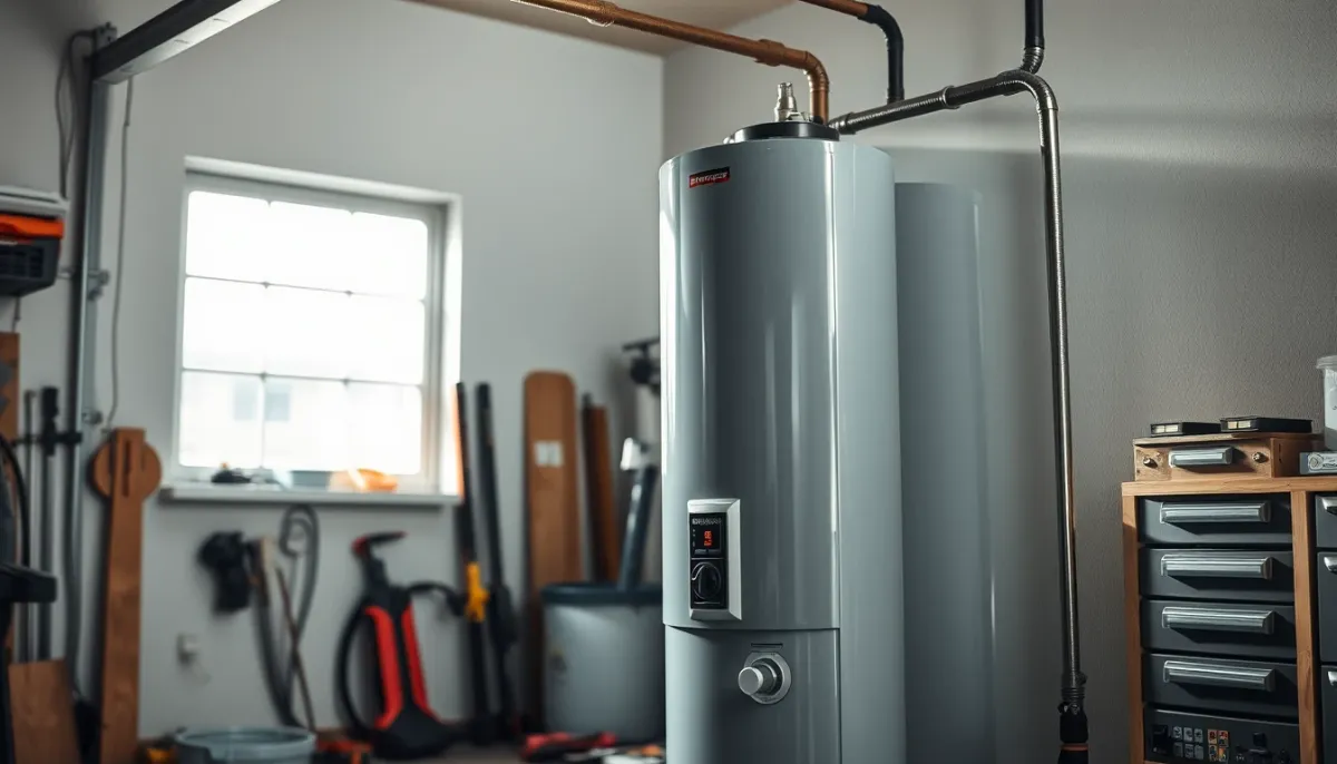 Ballon thermodynamique installé dans un garage avec dégagement latéral