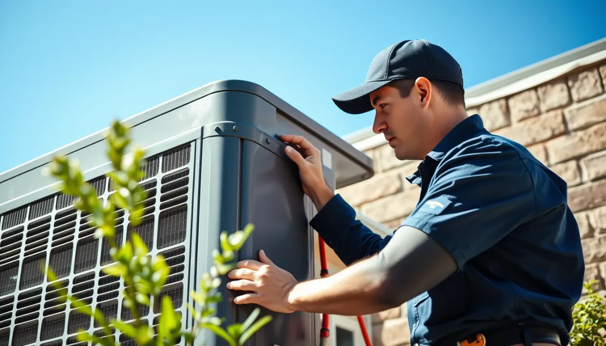 Technicien certifié RGE installant une pompe à chaleur