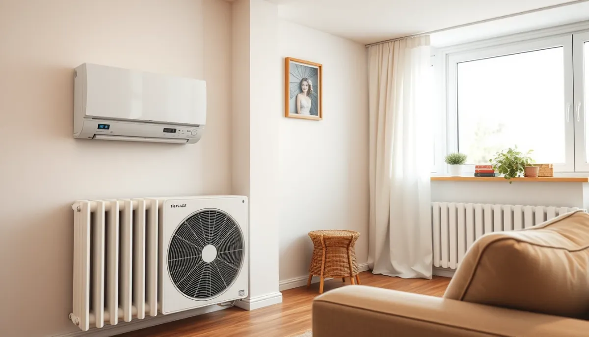 Intérieur confortable d'une maison chauffée par une pompe à chaleur