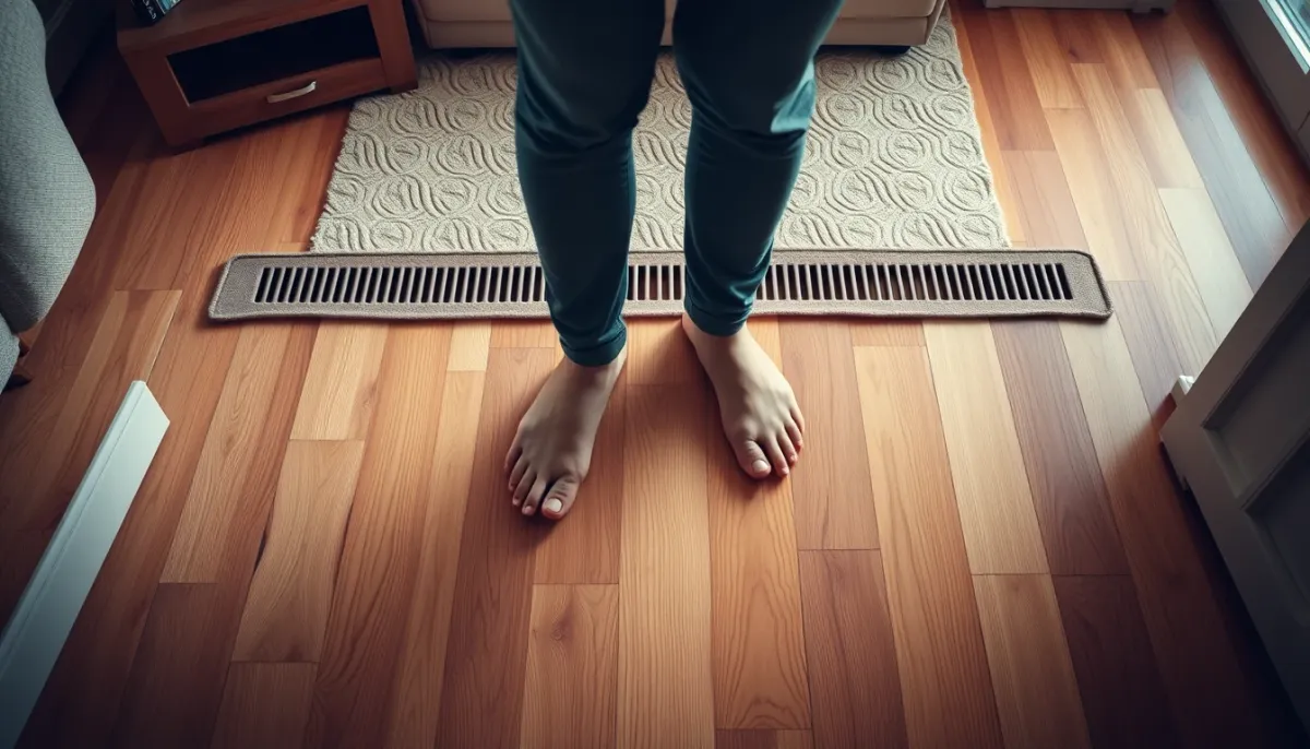 Confort d'un plancher chauffant dans un salon avec un sol chaud